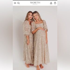 Worth Collective Mona Maxi Dress in Beige/Brown Floral